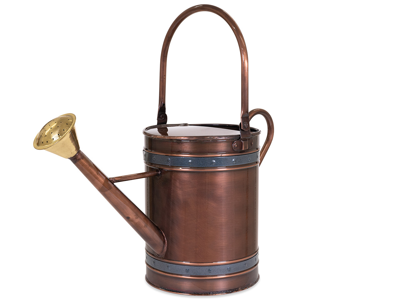 Antique Solid Copper with Antique Strips Watering Can