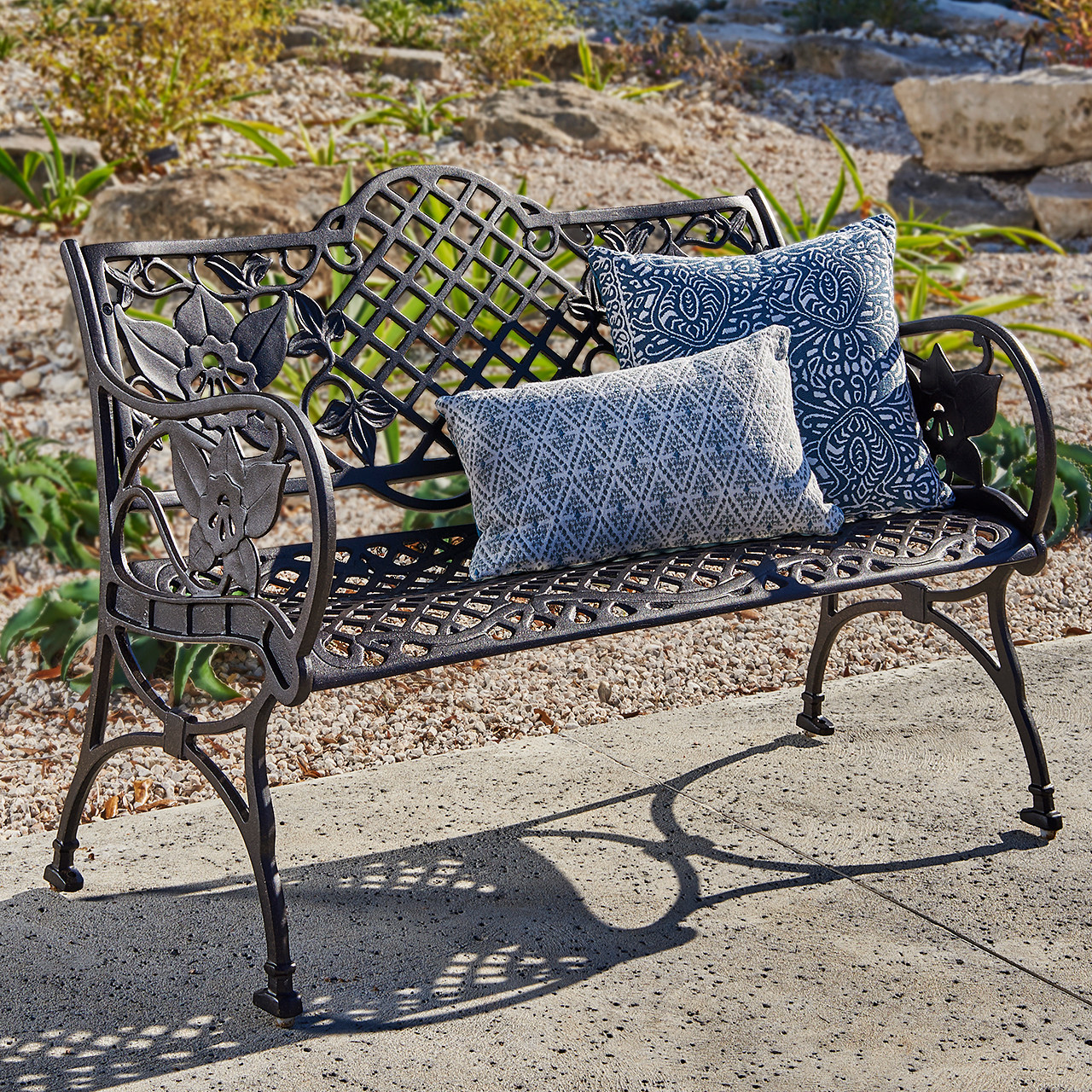 Cast aluminum 2025 patio bench