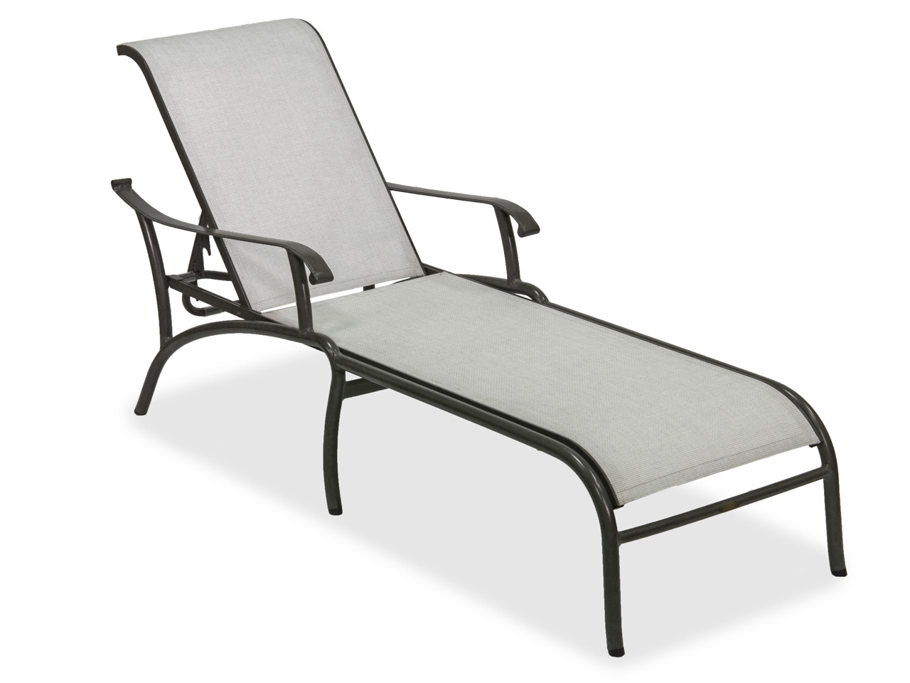 Scarsdale Saddle Grey Aluminum and System Stone Sling Chaise Lounge