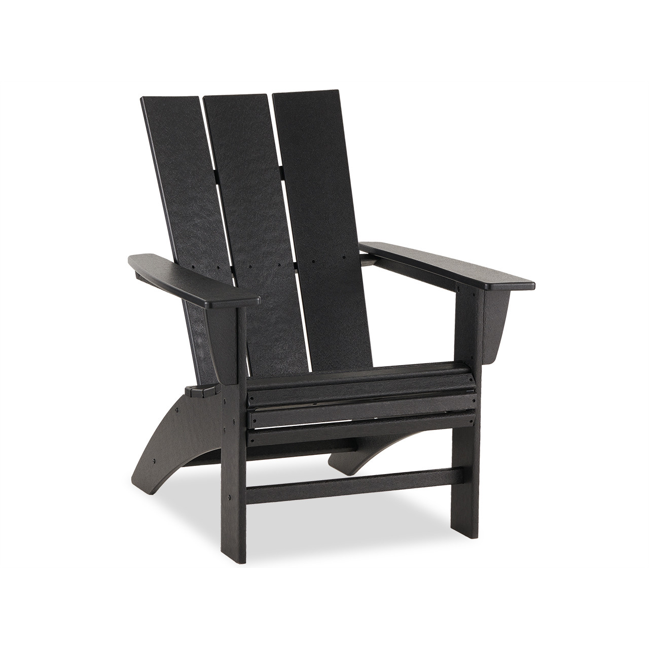 POLYWOOD Black Polymer 3 Pc. Adirondack Set with 39 in. H Chiminea Fire Pit
