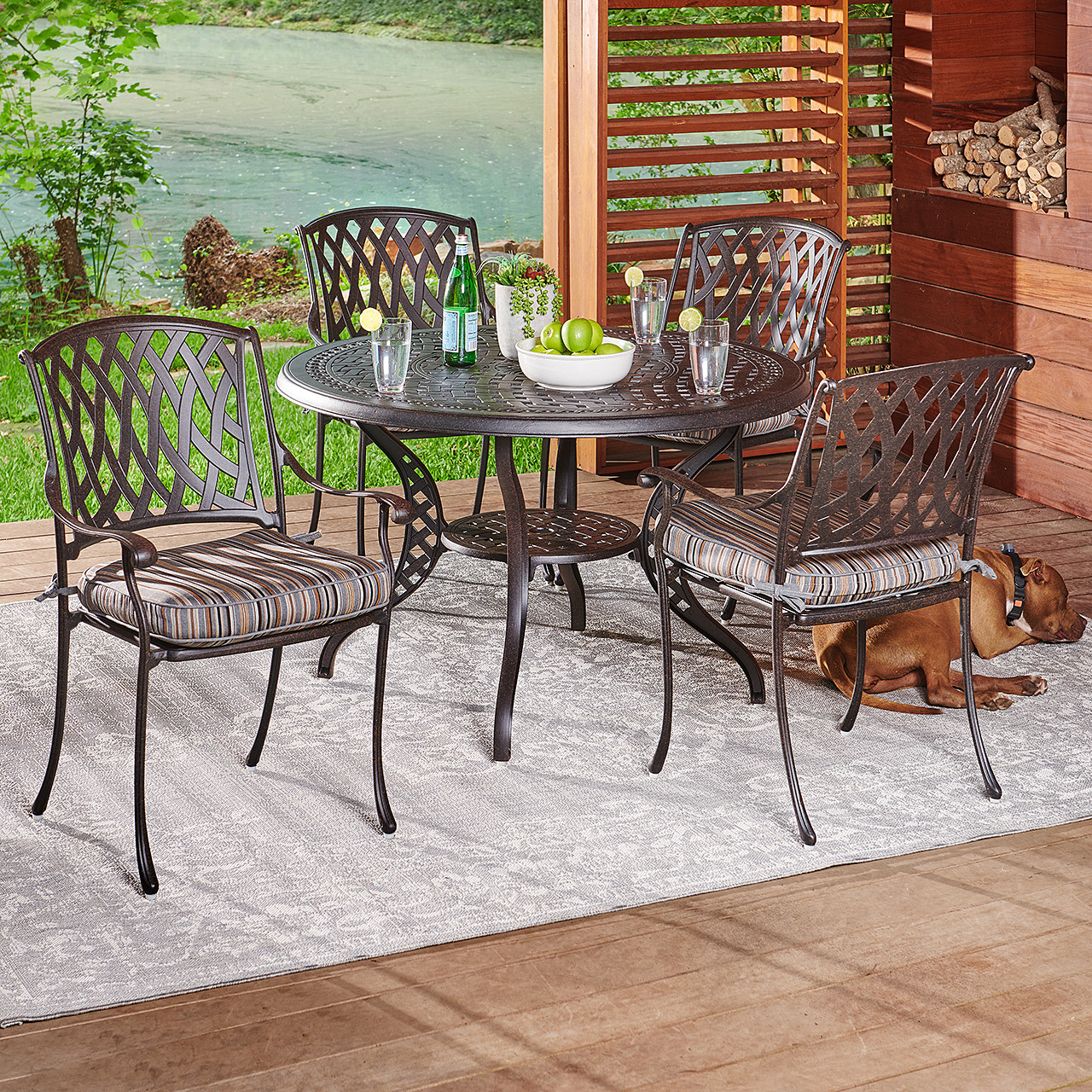 5 piece cast aluminum patio furniture