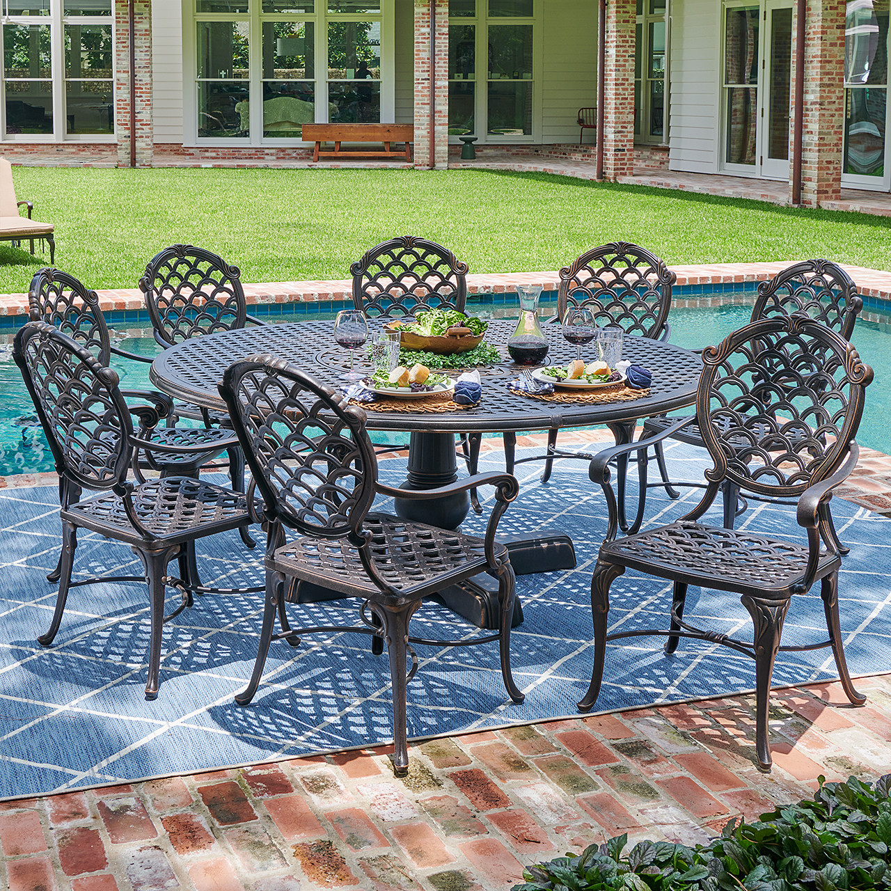 9 piece cast aluminum dining set