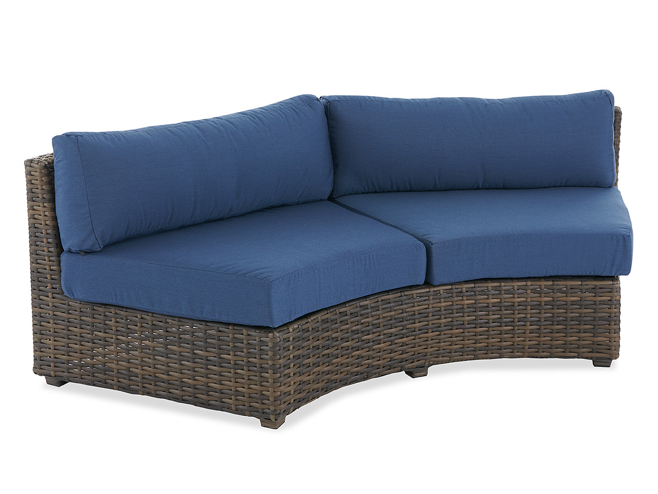 Bellanova Aspen Outdoor Wicker and Sapphire Cushion 5 Pc. Sectional Group with 32 x 16 in. Wedge End Table