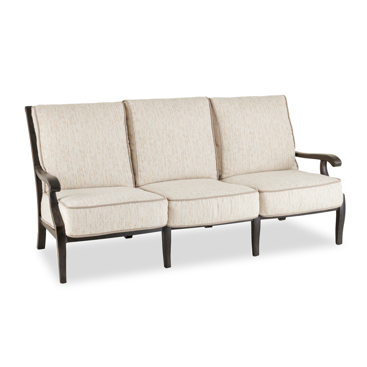 Turin Tawney Aluminum with Charlotte Sparrow Cushions 3 Piece Sofa Group + 42 in. D Coffee Table