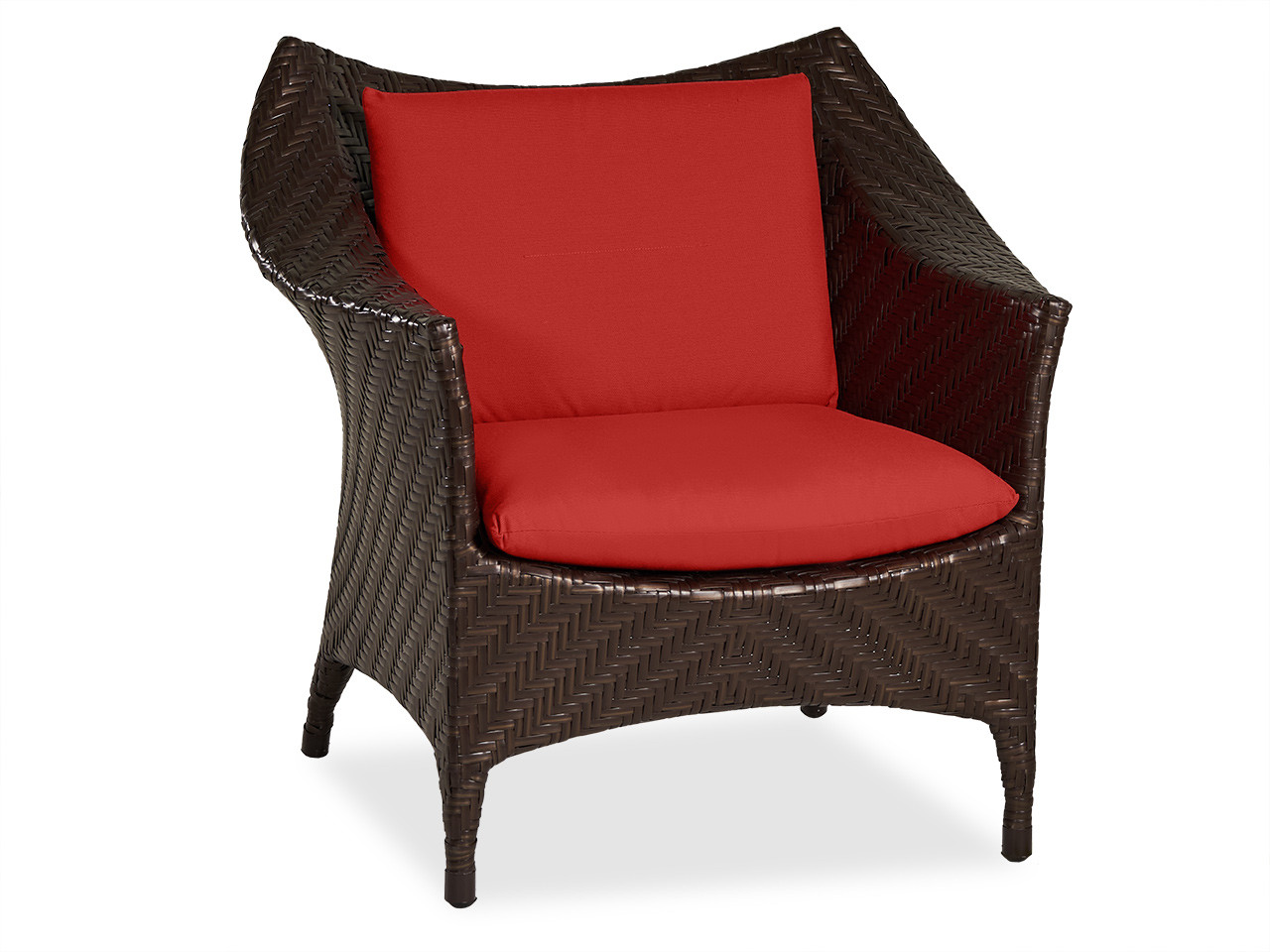 Martinique Java Brown Outdoor Herringbone Wicker and Spectrum Cherry Cushion 3 Pc. Sofa Group with 47 x 27 in. Coffee Table