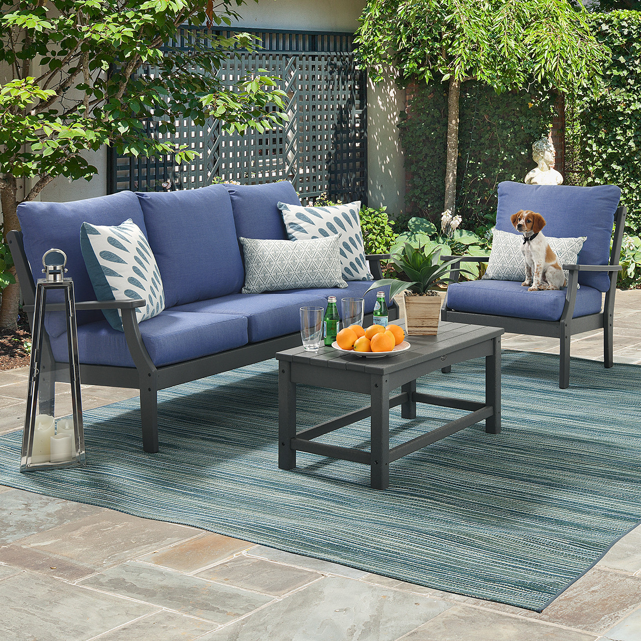 Blue patio shop seat cushions