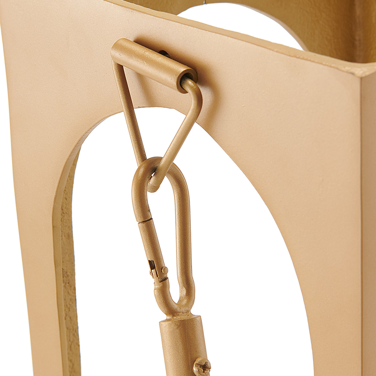 Gold Steel Floor Lantern with Rope Handle