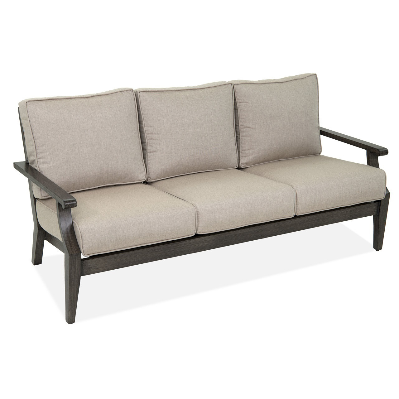 Monaco Weathered Teak Aluminum and Cushion Sofa