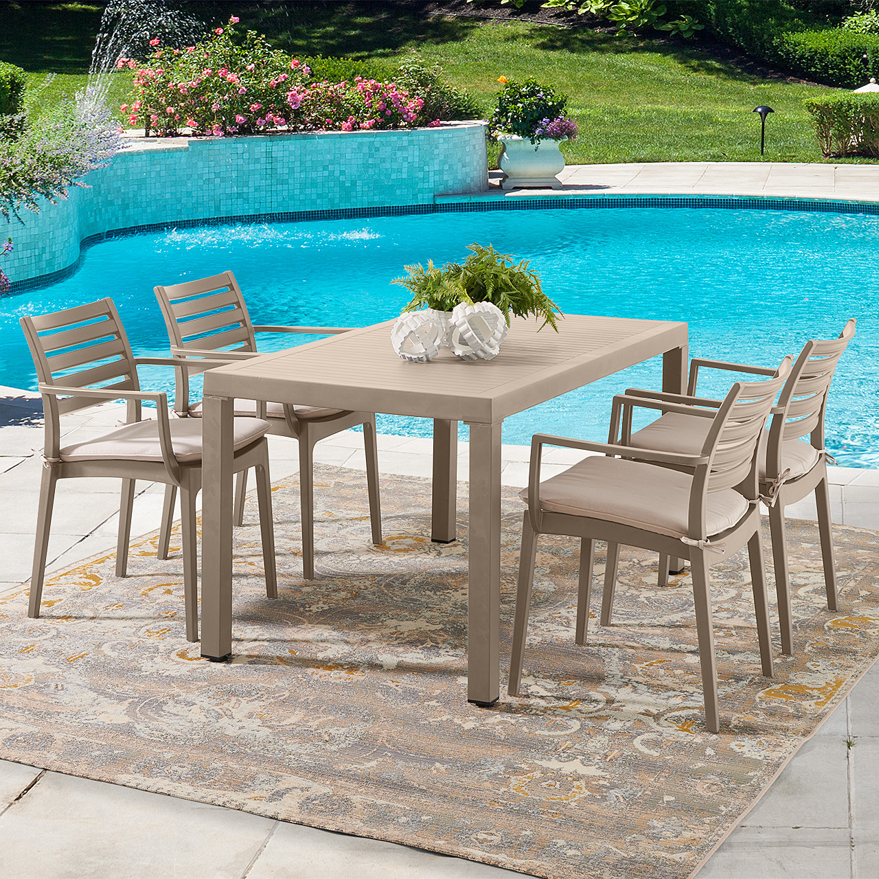 Pacifica Polypropylene 5 Pc. Dining Set with 55 x 32 in. Table