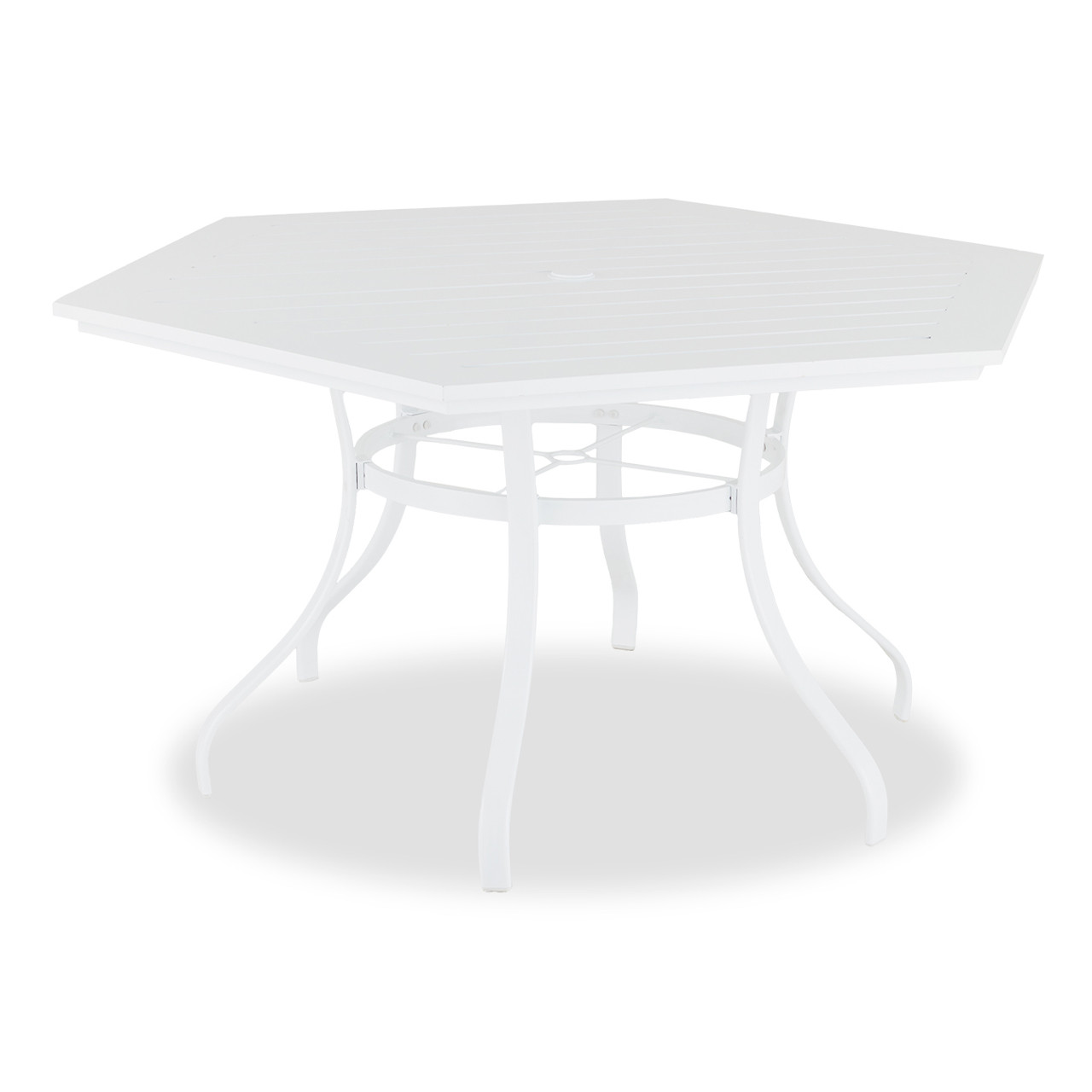 Cape Coral Aluminum 60 in. D Hexagonal Slat Top Dining Table