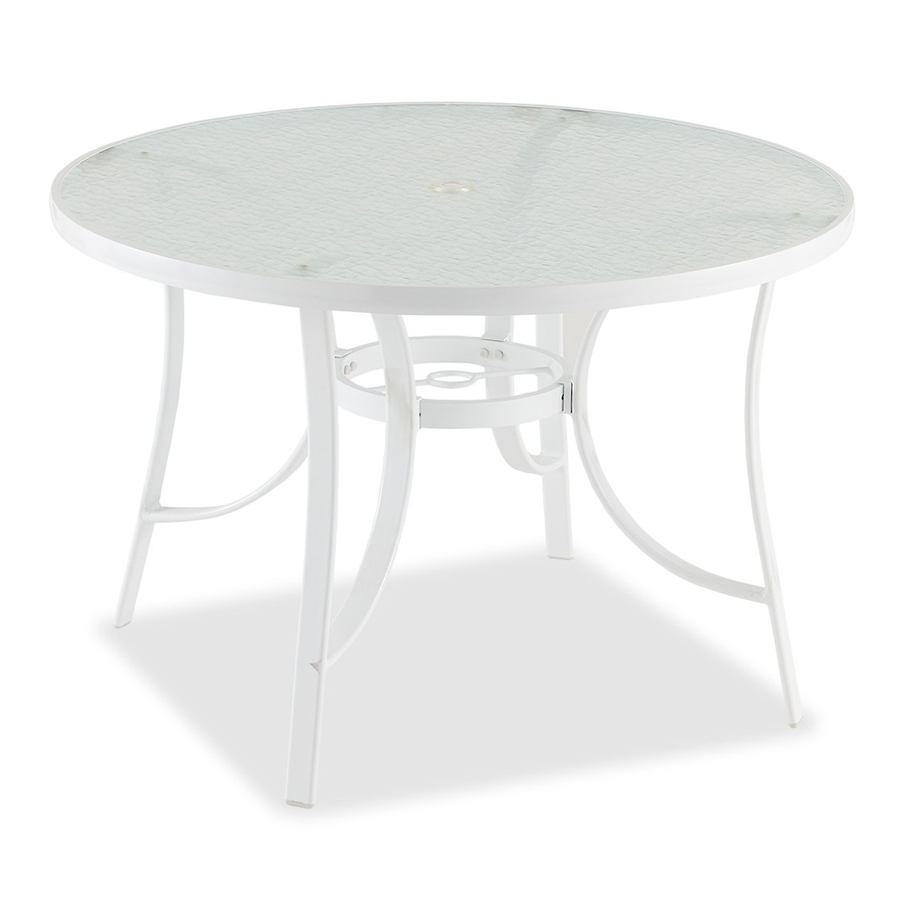 Cape Coral Aluminum 42 in. D Glass Top Dining Table