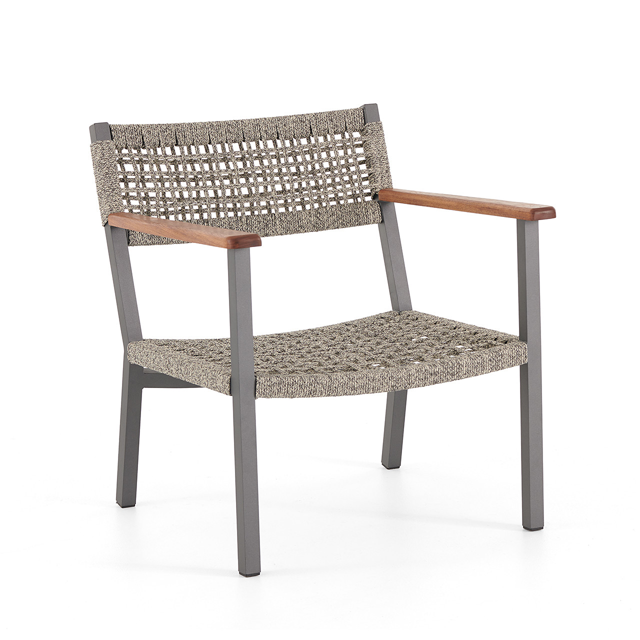 San Miguel Anthracite Aluminum and Grey Linen Rope Club Chair