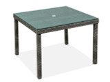 Havana Saddle Grey Outdoor Wicker 42 in. Sq. Glass Top Dining Table