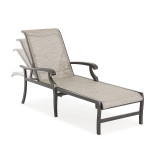 Turin Tawney Aluminum and Watercolor Tweed Pearly Sling Chaise Lounge