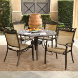 Cordoba Black Gold Aluminum and Sesame Sling 5 Pc. Dining Set with 48 in. D Table