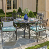 Milan Aged Bronze Cast Aluminum 5 Pc. Dining Set with 48 in. D Table