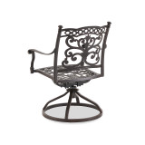 Milan Aged Bronze Cast Aluminum and Spectrum Mist Cushion 9 Pc. Swivel Rocker Dining Set with 64 in. Sq. Table
