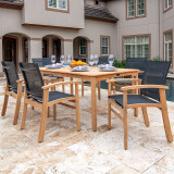 Sedona Teak and Black Sling 7 Pc. Dining Set with 71 x 39 in. Table