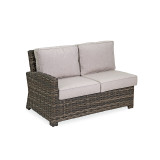 Contempo Husk Outdoor Wicker and Cast Silver Cushion 4 pc. Sectional Group with 32 in. Sq. Glass Top Coffee Table
