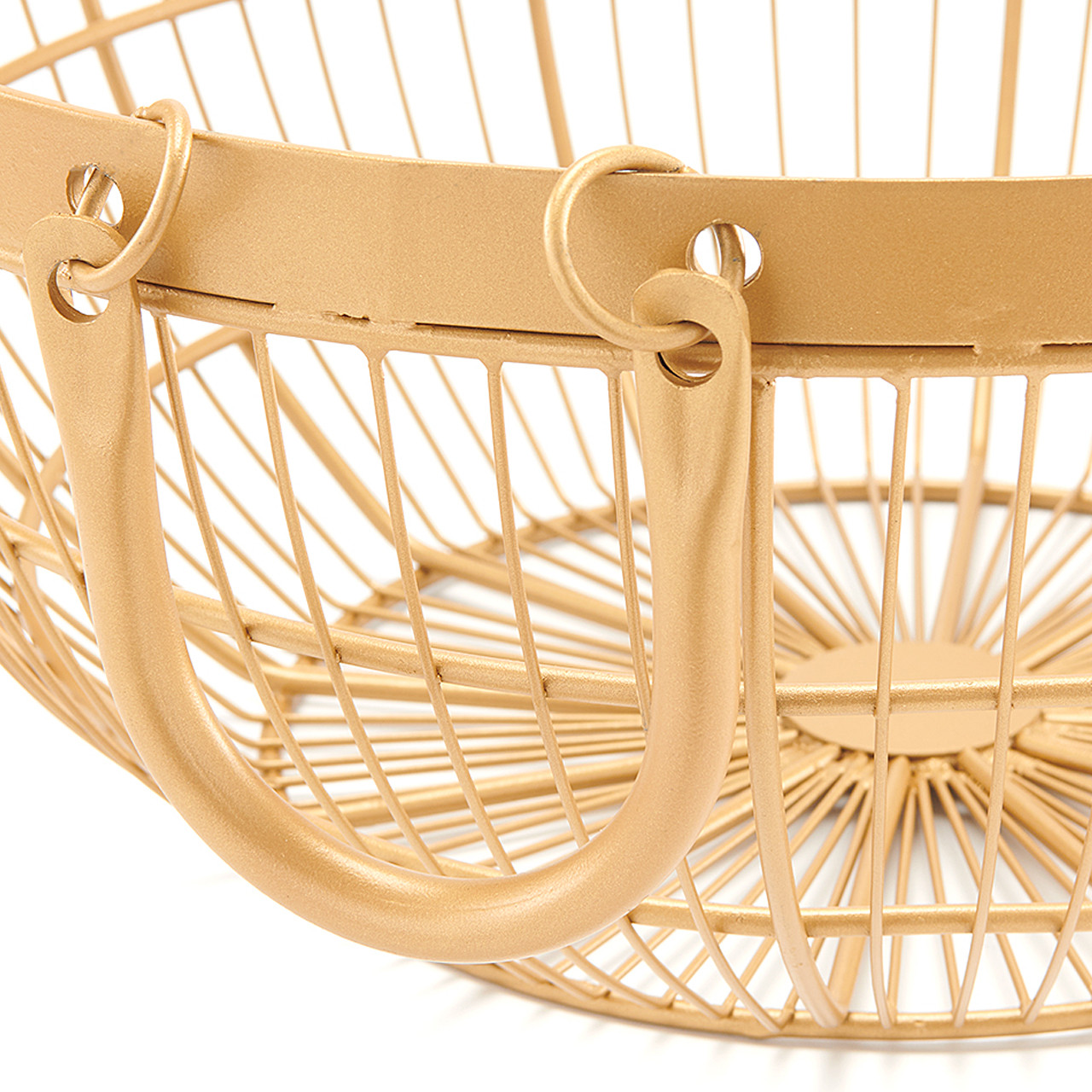 17 x 8 in. Gold Wire Steel Basket with Rounded Handles