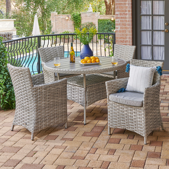 grey rattan garden dining table