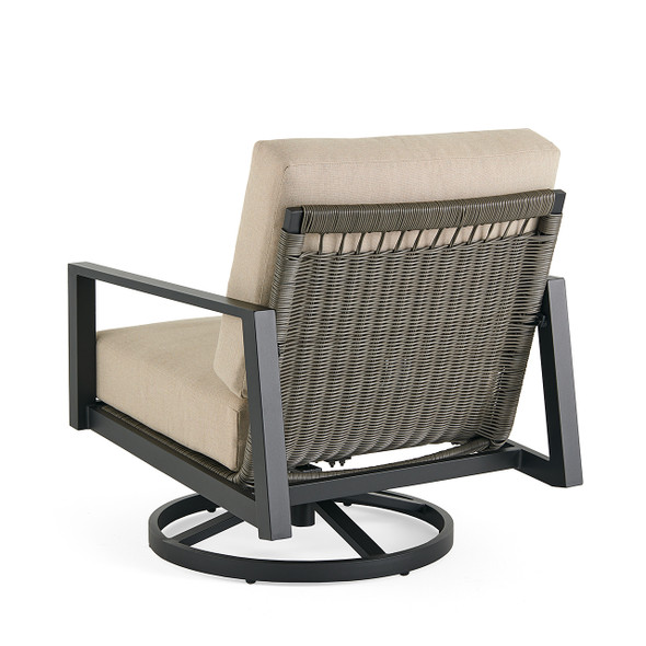 Tulum Husk Midnight Aluminum with Cushions Swivel Club Chair