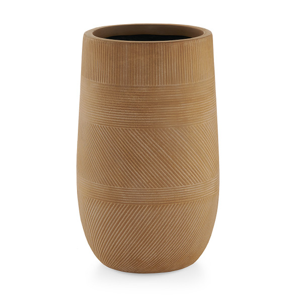 In-Store Only - 8.3 in. x 15.7 in. Small Light Brown Striped Planter