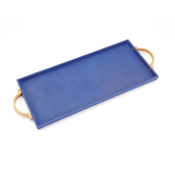 8 x 18 in. Cast Aluminum Serving Tray with Gold Handles