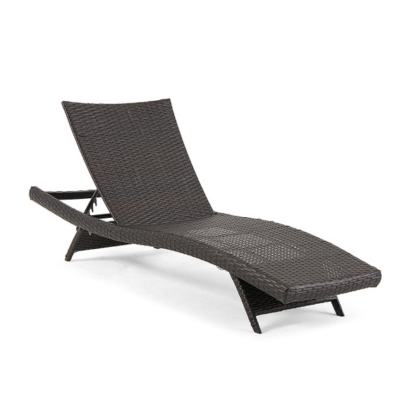 Terrace Outdoor Wicker Woven Contour Chaise Lounge