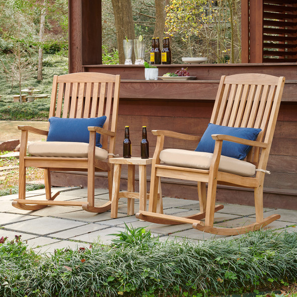 Aberdeen Natural Stain Solid Teak and Cushion 2 Pc. Rocking Chair