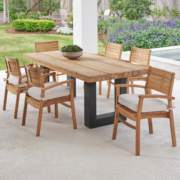 Warwick Teak with Cushions 7 Piece Dining Set + Balencia 84 x 40 in. Table