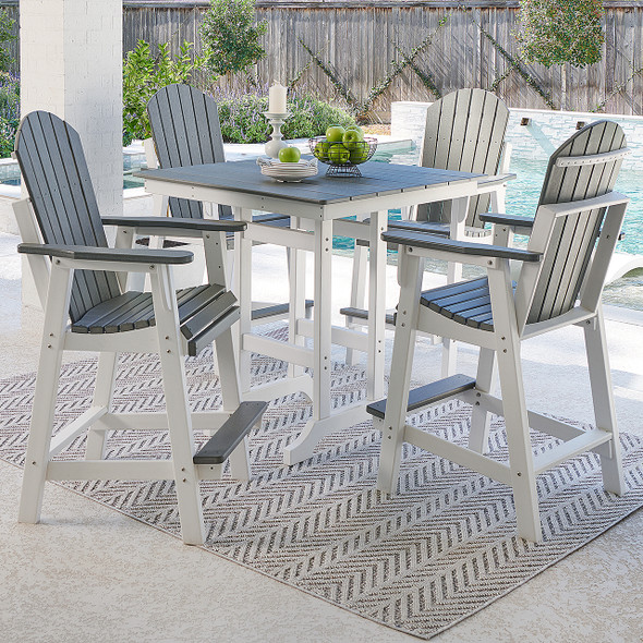 Farmhouse Polymer 5 Piece Bar Set + 42 in. Sq. Table Farmhouse Polymer 5 Piece Bar Set + 42 in. Sq. Table