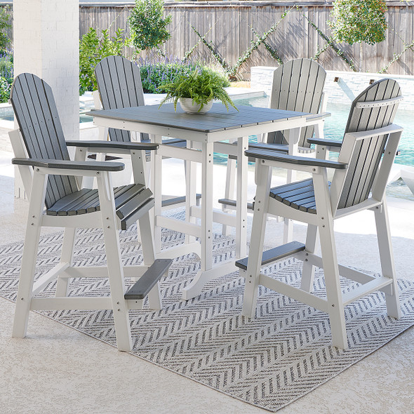 Farmhouse Polymer 5 Piece Bar Set + 42 in. Sq. Table Farmhouse Polymer 5 Piece Bar Set + 42 in. Sq. Table