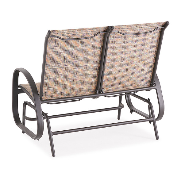 Cape Coral Java Aluminum with Desert Wicker Sling Loveseat Glider