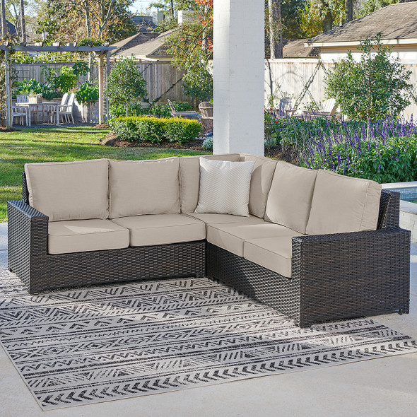 San Lucas Dark Elm Outdoor Wicker with 3 Piece Cushions Sectional