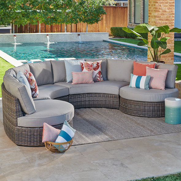 San Lucas Outdoor Wicker with Cushions 4 Piece Cuddle Beds Contour Sectional