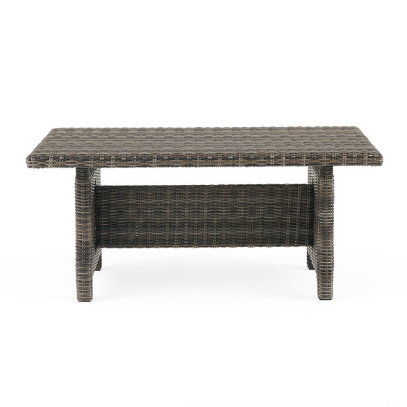 Venice Silver Oak Outdoor Wicker 59 x 32 in. Woven Top Lounge Dining Table