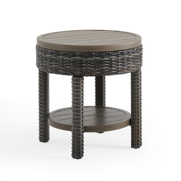 Rio Silver Oak Outdoor Wicker 2o in. D Teak Top End Table