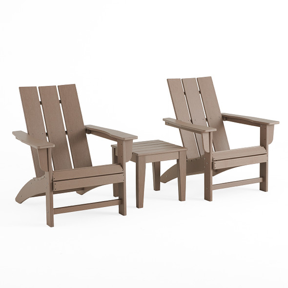 Modern 3 Piece XL Adirondack Chairs + 18 Sq. Side Table