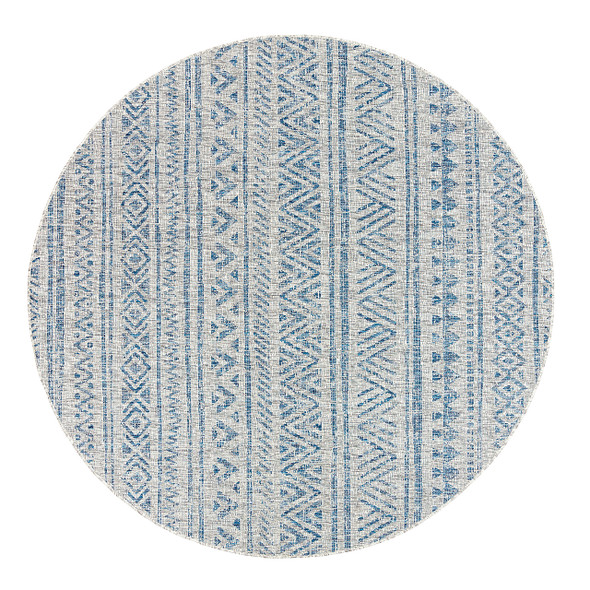 Tribal Blue Round Rug