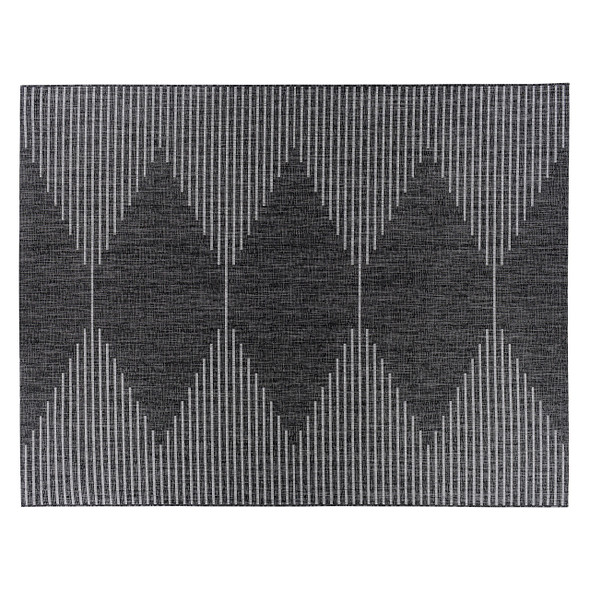 Black Diamond and White Stripes Rug