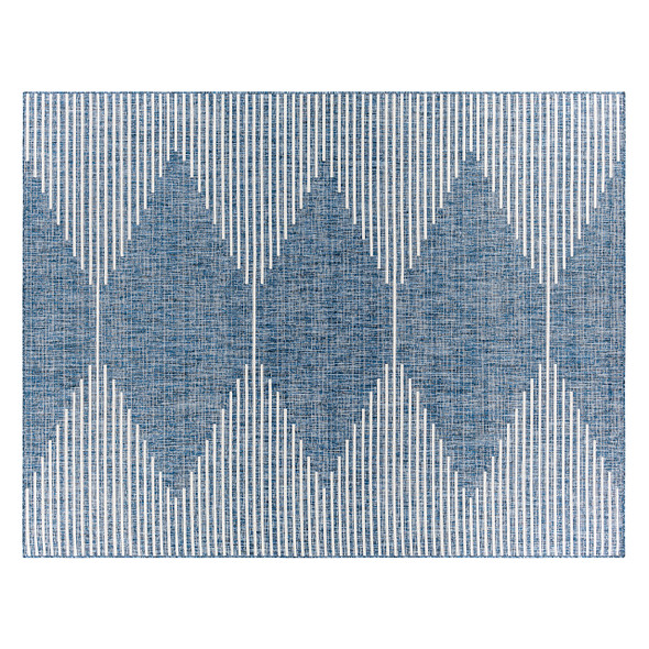 Blue Diamond and White Stripes Rug