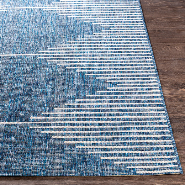 Blue Diamond and White Stripes Rug