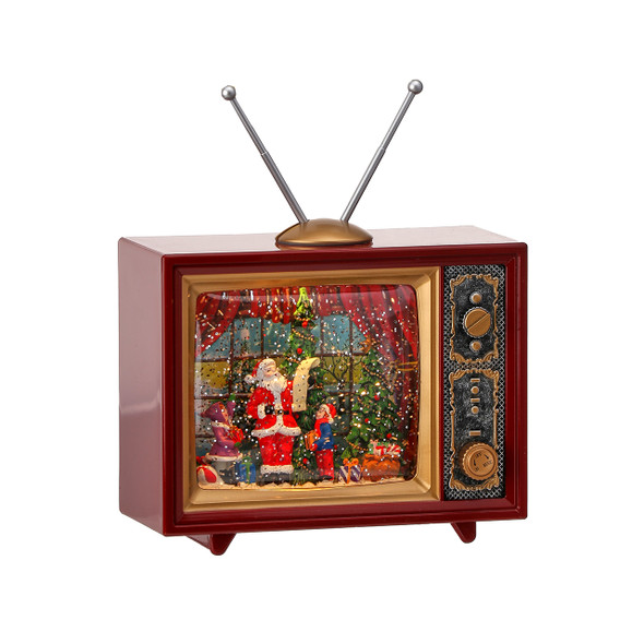 8 in. LED Battery-Operated Santa TV Water Globe