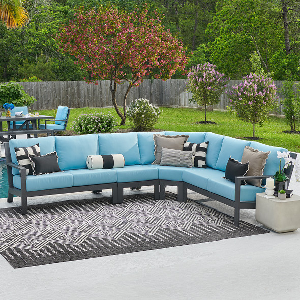 Montecito Charcoal Aluminum with Cushions 4 Piece Sectional Montecito Charcoal Aluminum with Cushions 4 Piece Sectional
