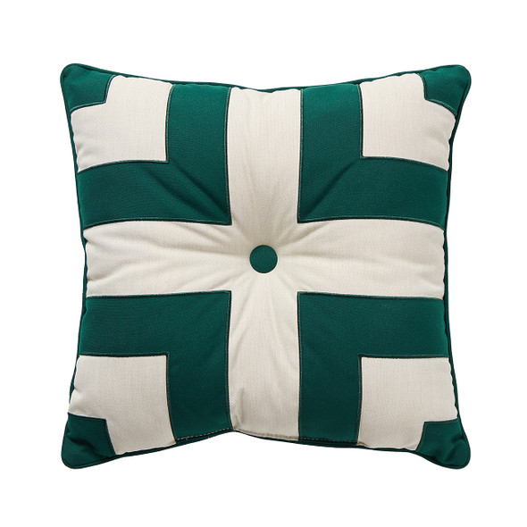 Forest Green and Natural Navy Cross Stripe 18 in. Sq. Throw Pillow Forest Green and Natural Navy Cross Stripe 18 in. Sq. Throw Pillow