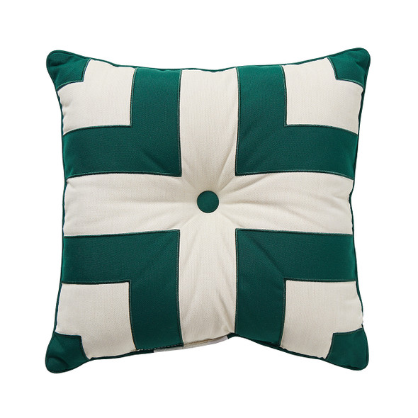 Forest Green and Natural Navy Cross Stripe 18 in. Sq. Throw Pillow Forest Green and Natural Navy Cross Stripe 18 in. Sq. Throw Pillow