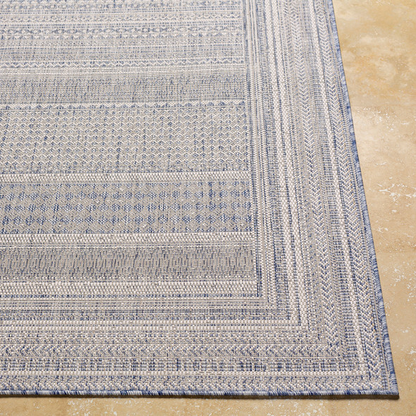 Blue Bordered Etched Stripe Rug Blue Bordered Etched Stripe Rug
