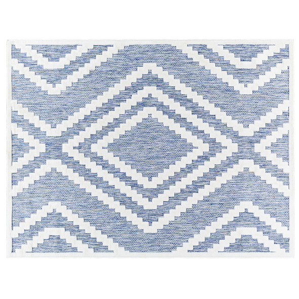 Blue Mirrored Cheveron Rug