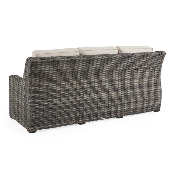 Tangiers Canola Seed Outdoor Wicker with Charmer Limestone Cushions Sofa Tangiers Canola Seed Outdoor Wicker with Charmer Limestone Cushions Sofa